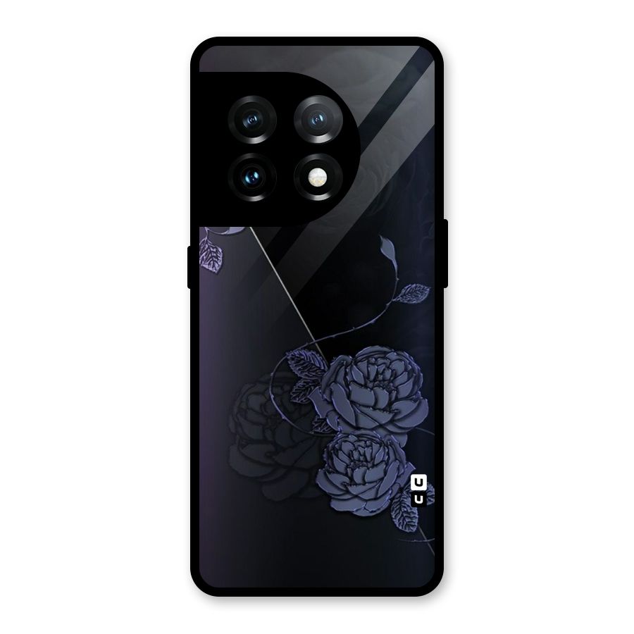 Voilet Floral Design Glass Back Case for OnePlus 11