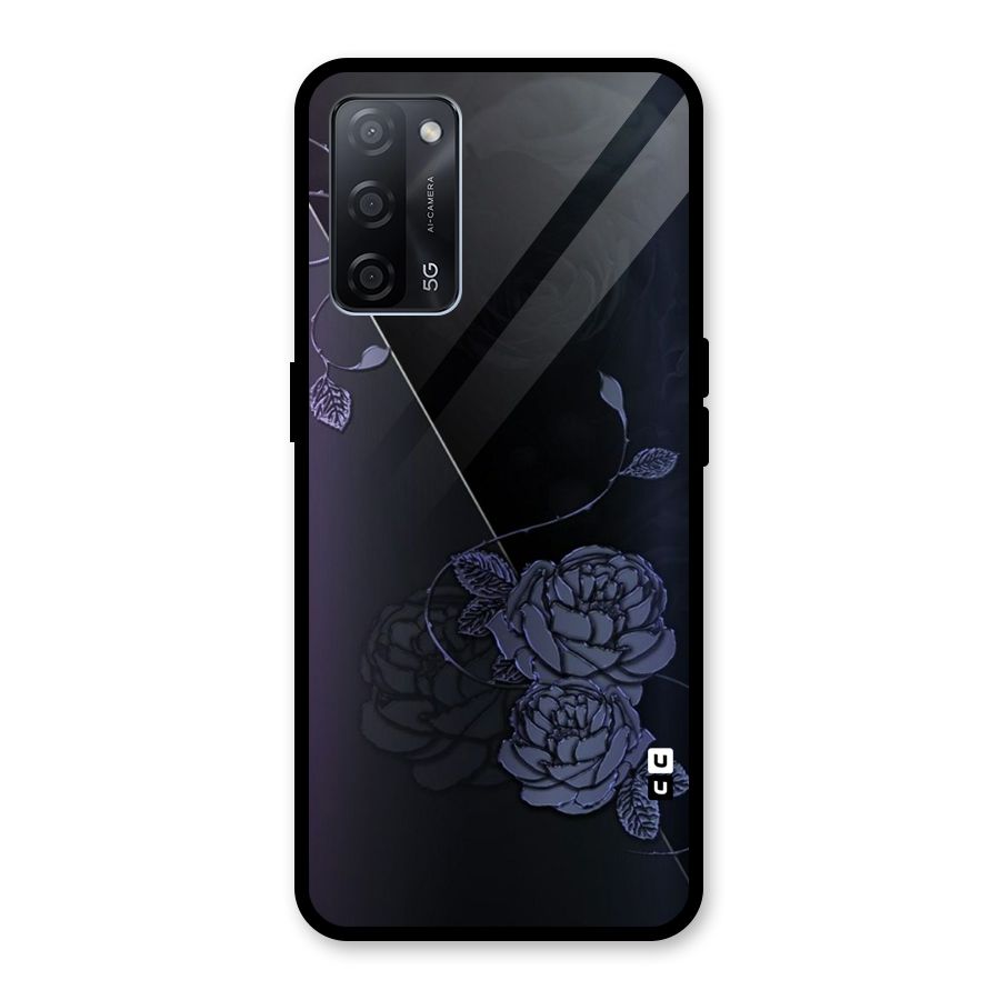 Voilet Floral Design Glass Back Case for Oppo A53s 5G