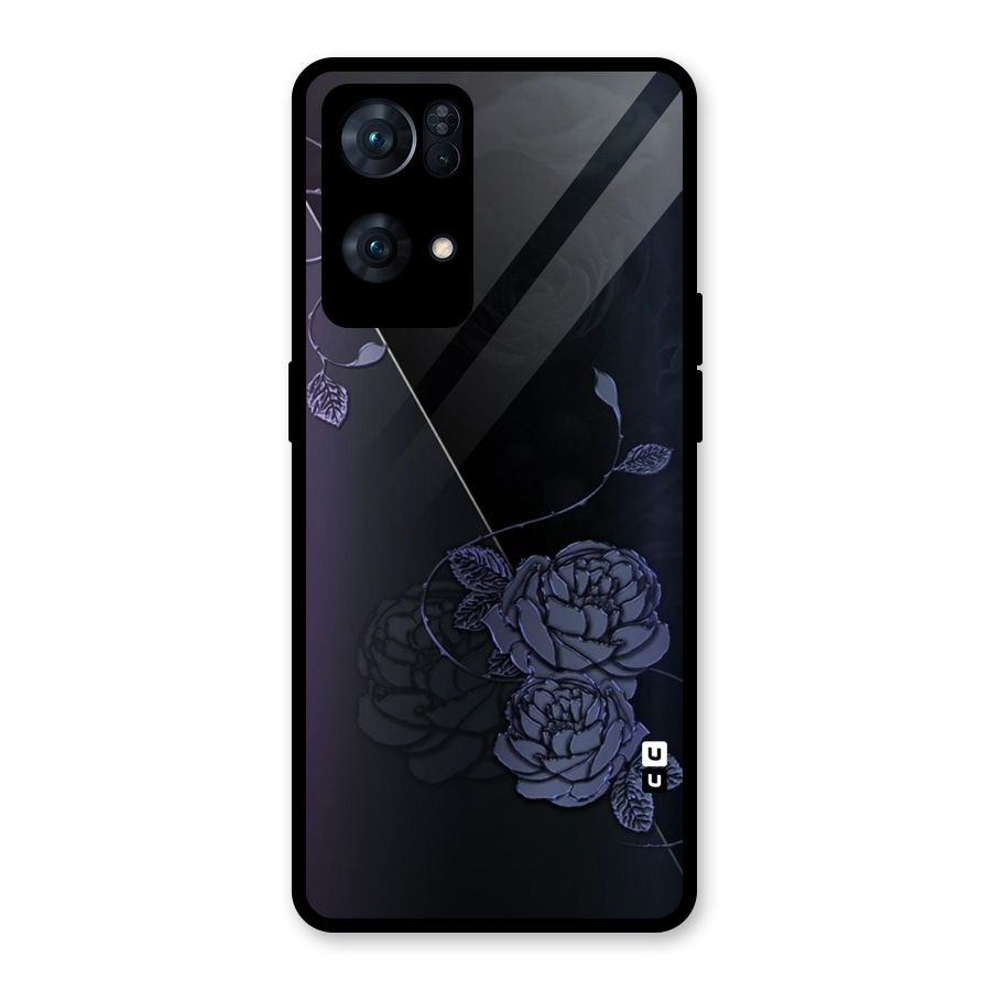 Voilet Floral Design Glass Back Case for Oppo Reno7 Pro 5G