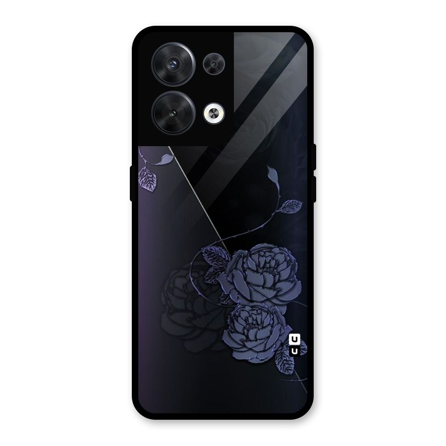 Voilet Floral Design Glass Back Case for Oppo Reno8 5G