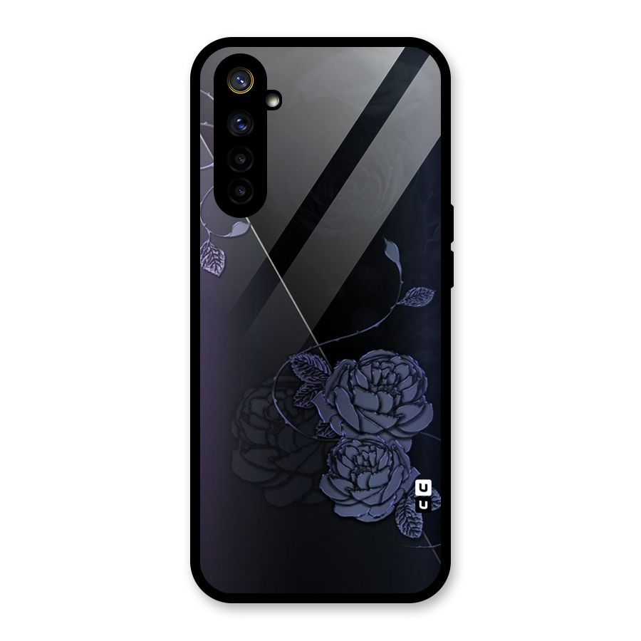 Voilet Floral Design Glass Back Case for Realme 6i