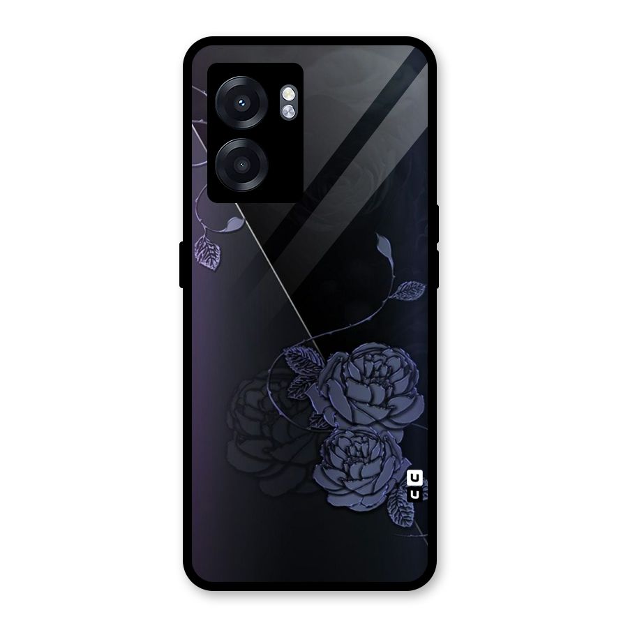 Voilet Floral Design Glass Back Case for Realme Narzo 50 5G