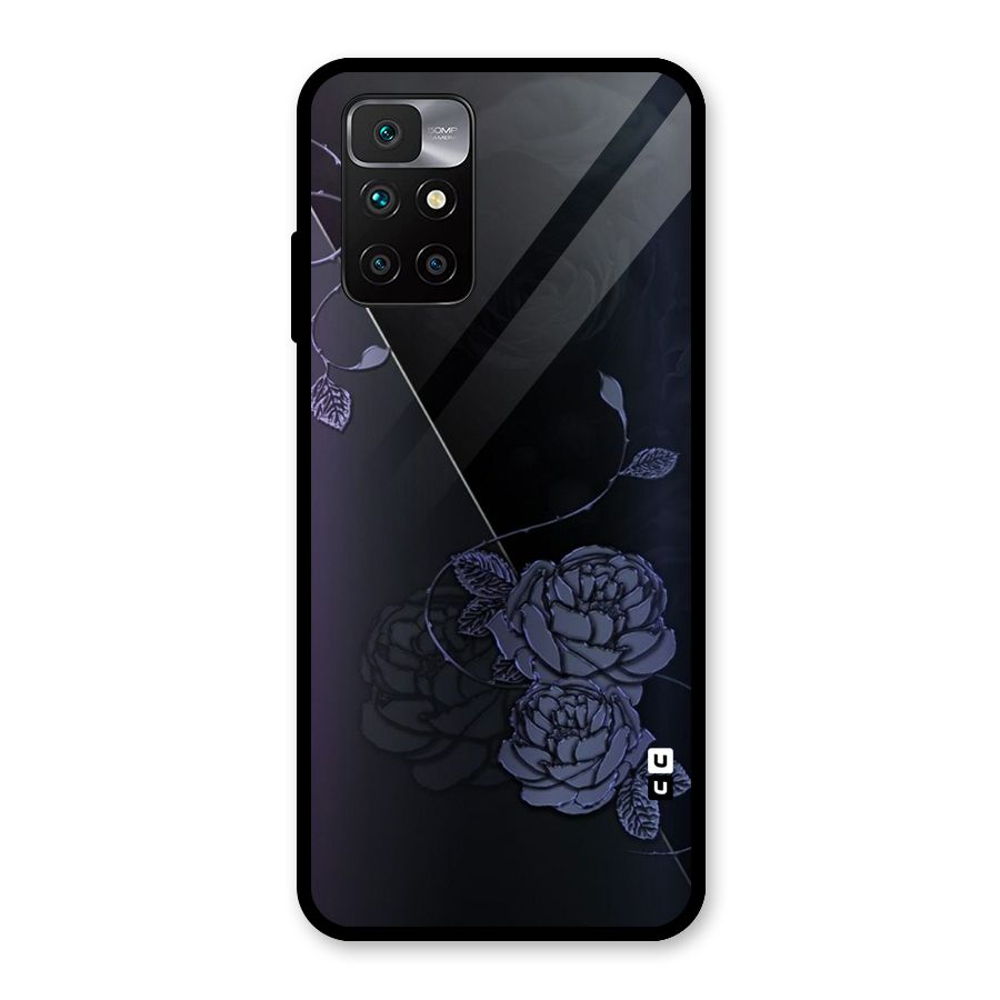 Voilet Floral Design Glass Back Case for Redmi 10 Prime