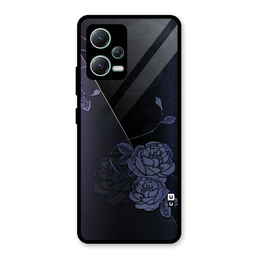 Voilet Floral Design Glass Back Case for Redmi Note 12 5G