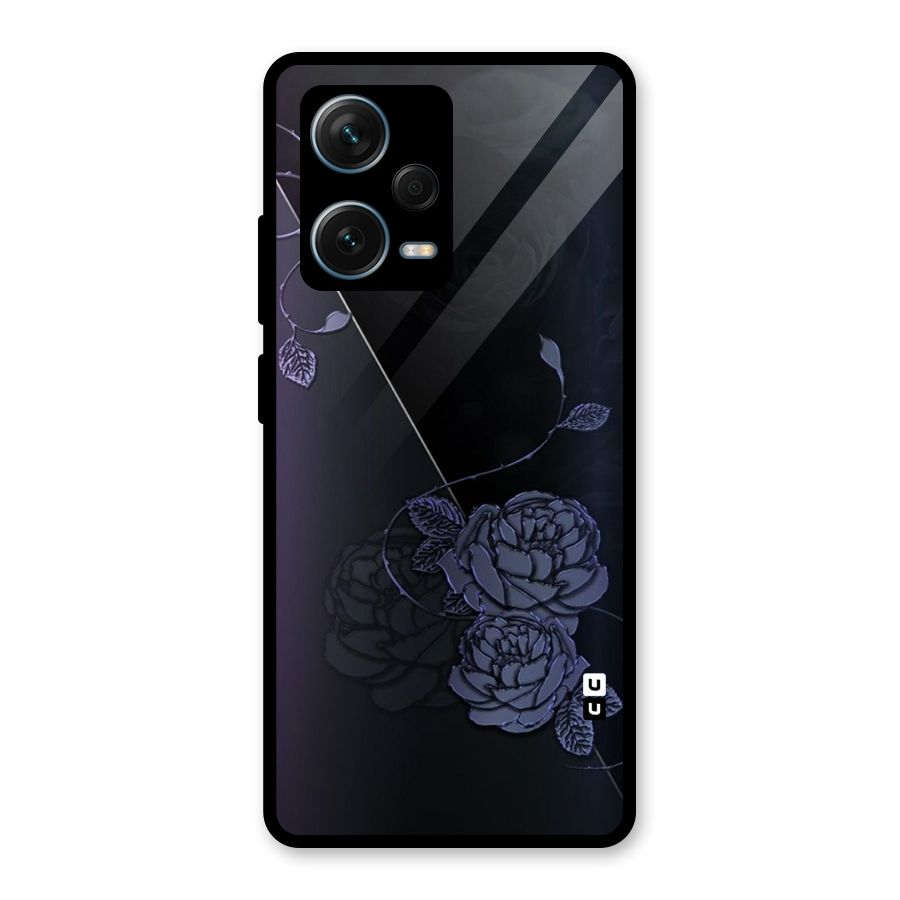 Voilet Floral Design Glass Back Case for Redmi Note 12 Pro Plus 5G
