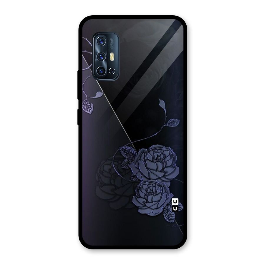 Voilet Floral Design Glass Back Case for Vivo V17