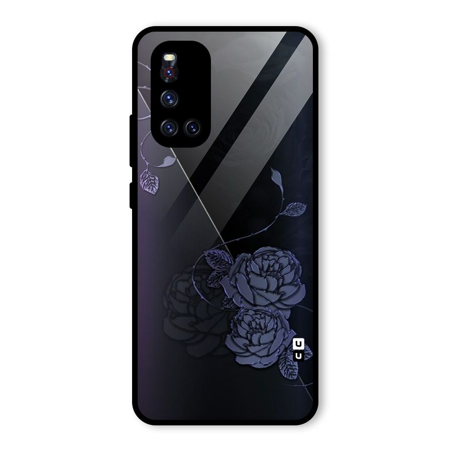 Voilet Floral Design Glass Back Case for Vivo V19