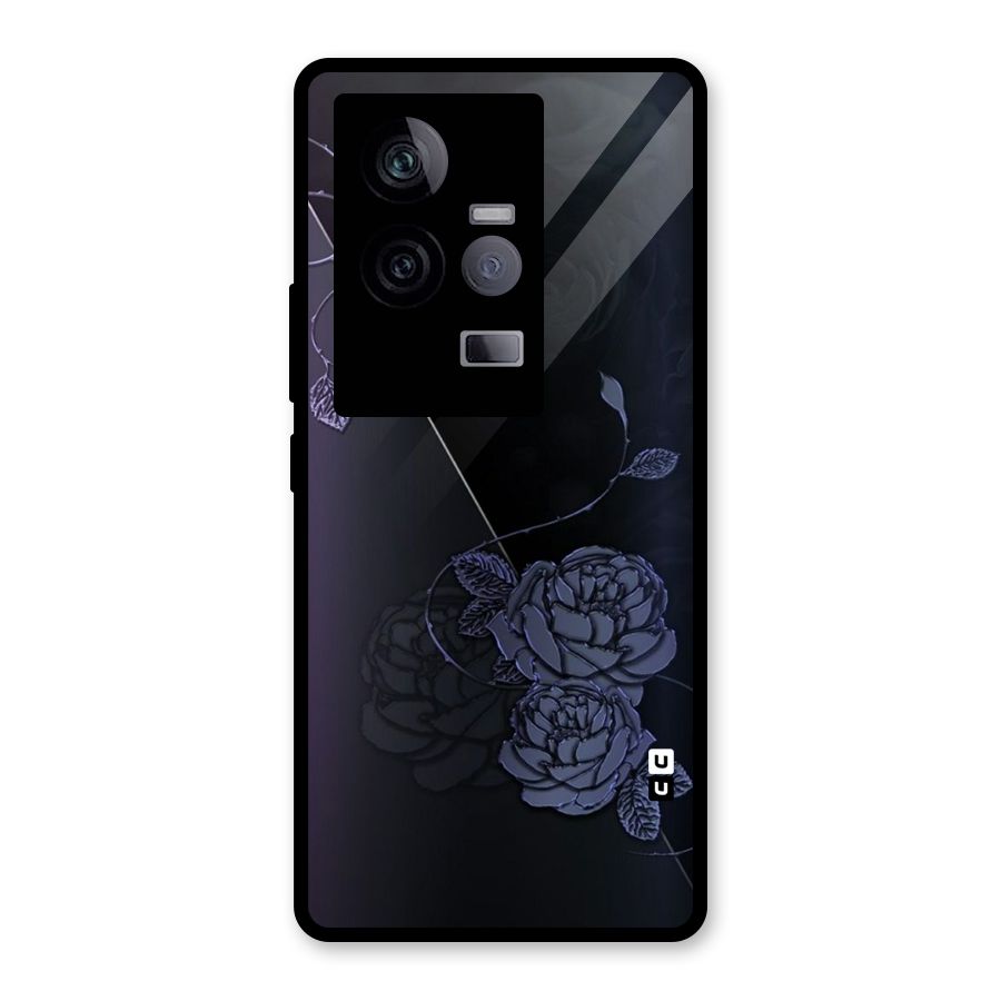 Voilet Floral Design Glass Back Case for Vivo iQOO 11 5G