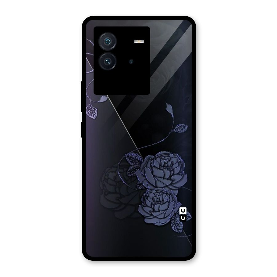 Voilet Floral Design Glass Back Case for Vivo iQOO Neo 6 5G