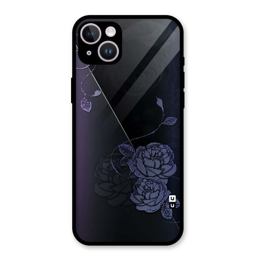 Voilet Floral Design Glass Back Case for iPhone 14 Plus