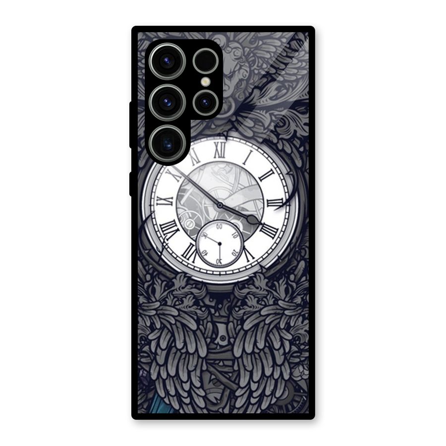 Wall Clock Glass Back Case for Galaxy S23 Ultra