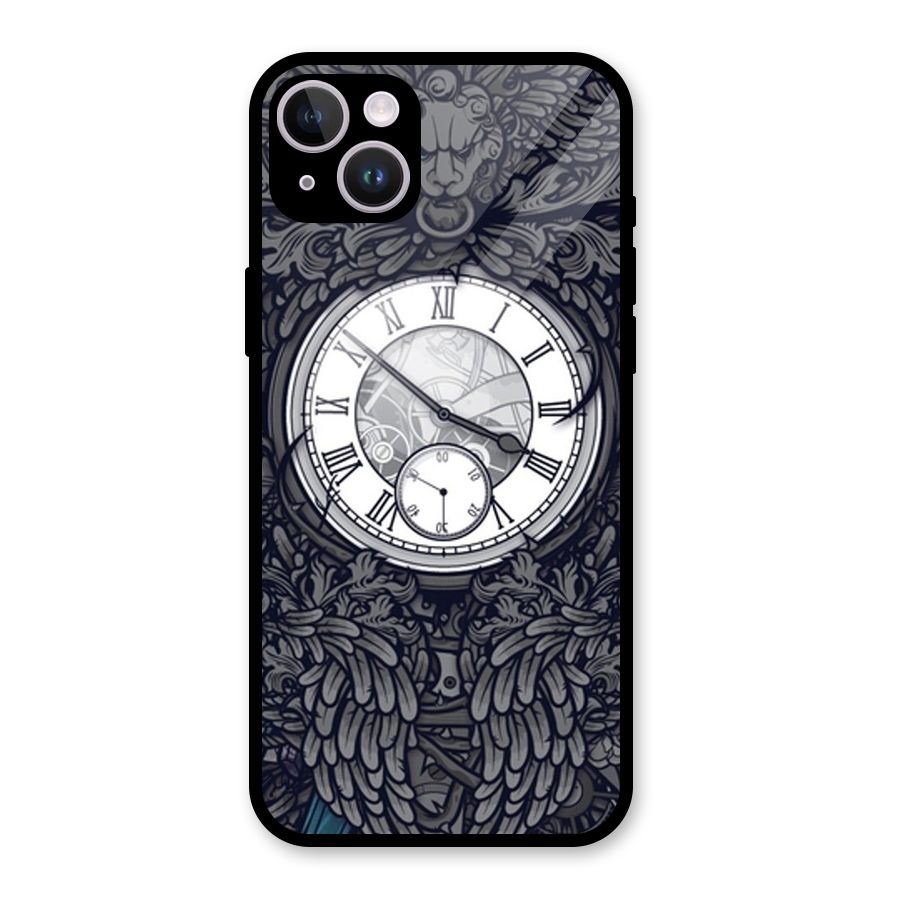 Wall Clock Glass Back Case for iPhone 14 Plus