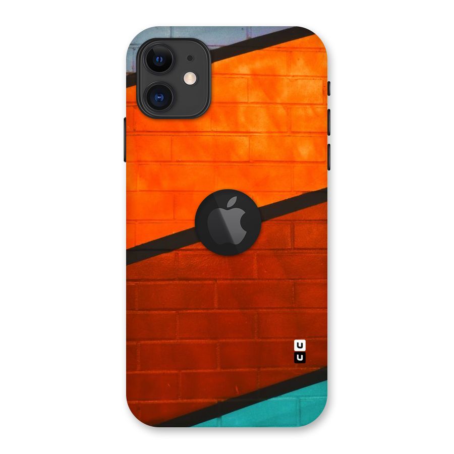 Wall Diagonal Stripes Back Case for iPhone 11 Logo Cut