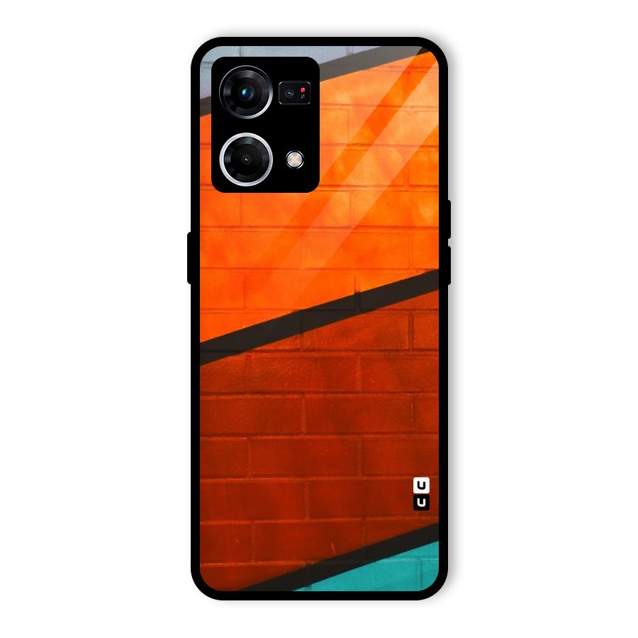 Wall Diagonal Stripes Glass Back Case for Oppo F21s Pro 4G