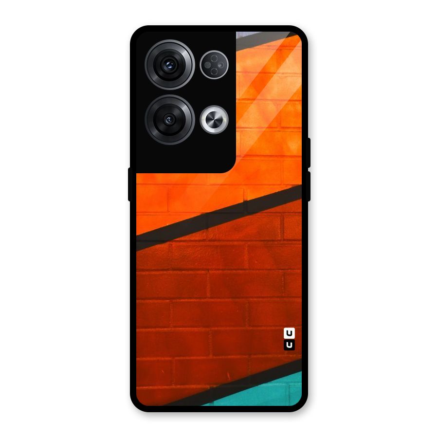 Wall Diagonal Stripes Glass Back Case for Oppo Reno8 Pro 5G