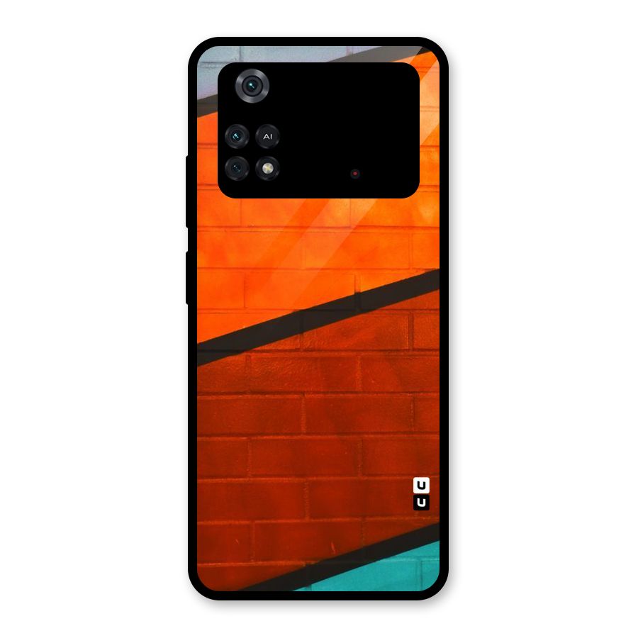 Wall Diagonal Stripes Glass Back Case for Poco M4 Pro 4G