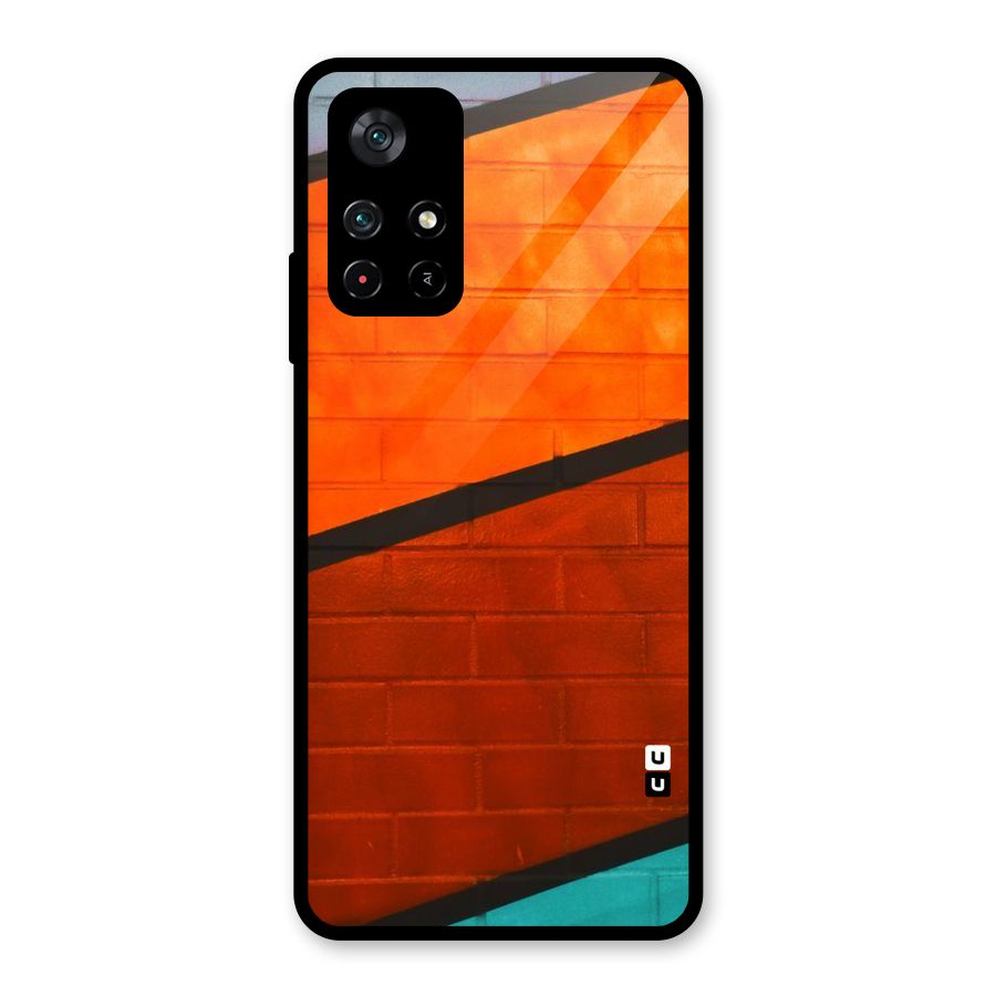Wall Diagonal Stripes Glass Back Case for Poco M4 Pro 5G