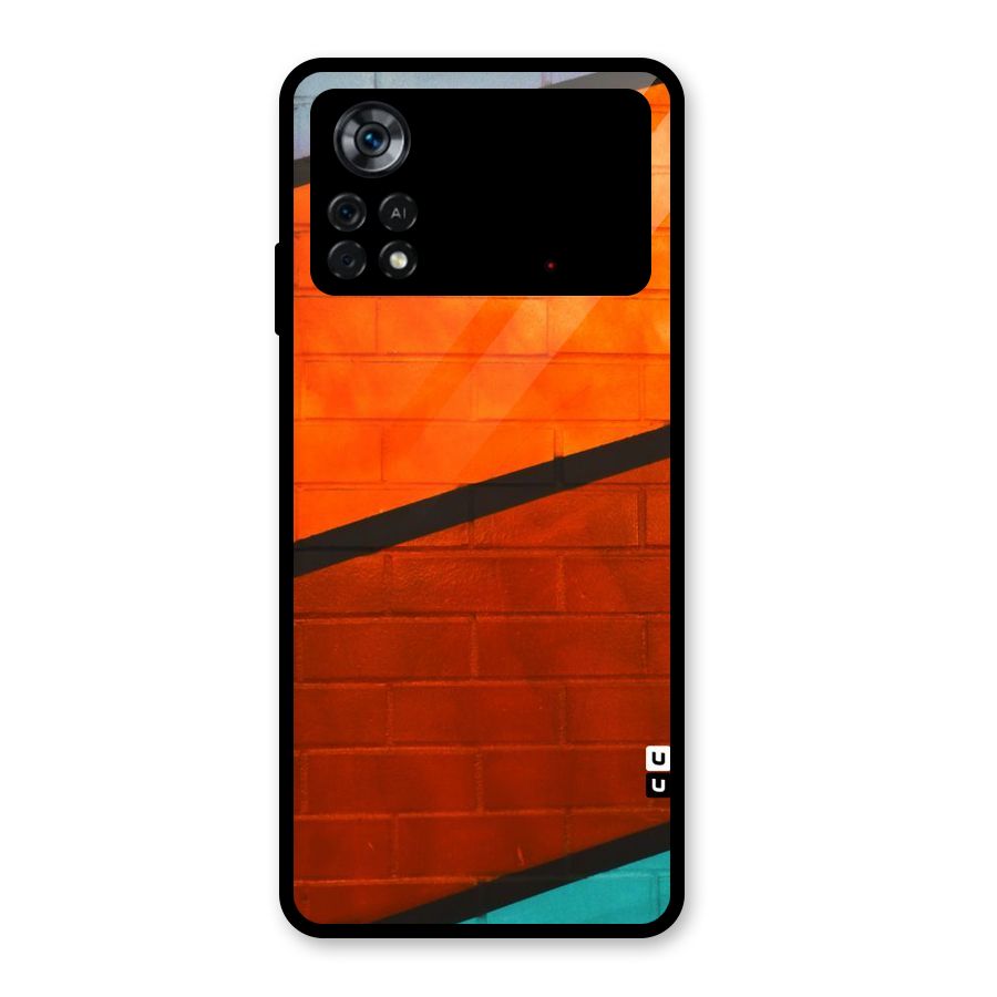 Wall Diagonal Stripes Glass Back Case for Poco X4 Pro 5G