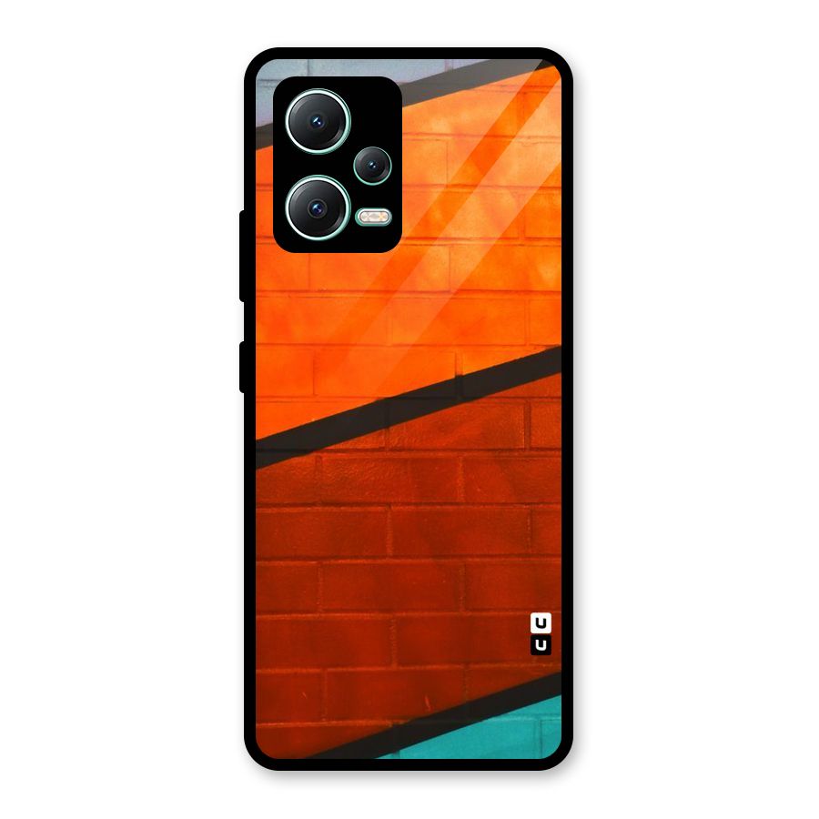 Wall Diagonal Stripes Glass Back Case for Redmi Note 12 5G