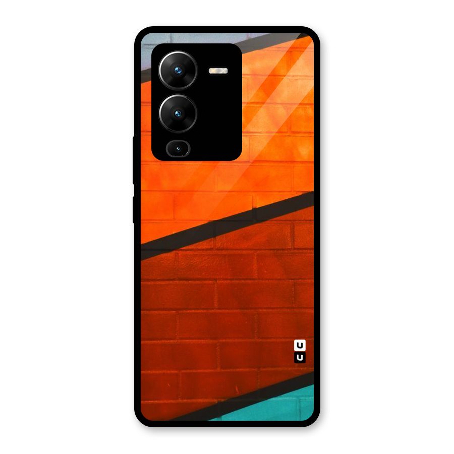 Wall Diagonal Stripes Glass Back Case for Vivo V25 Pro