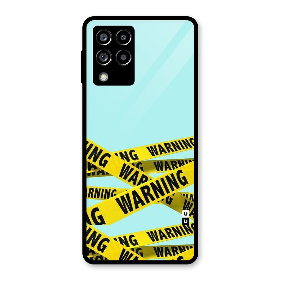Warning Design Glass Back Case for Galaxy M53 5G