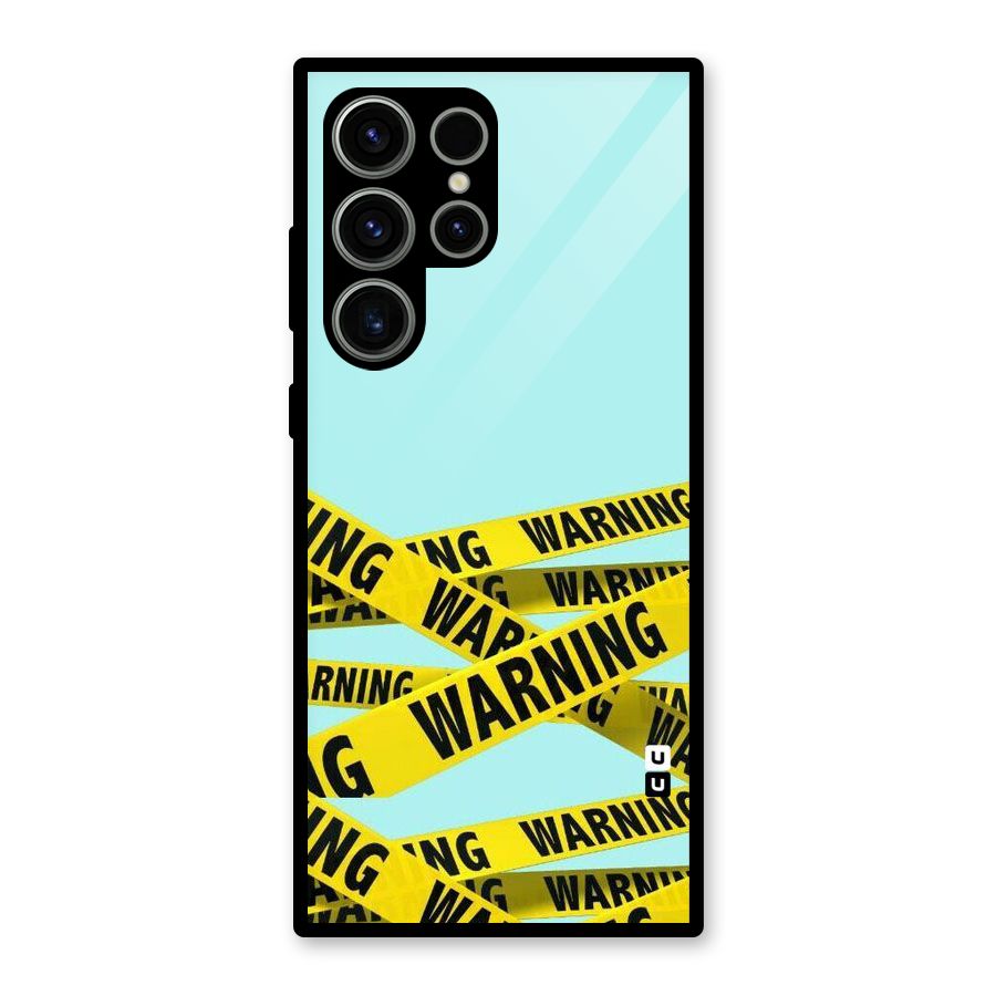Warning Design Glass Back Case for Galaxy S23 Ultra