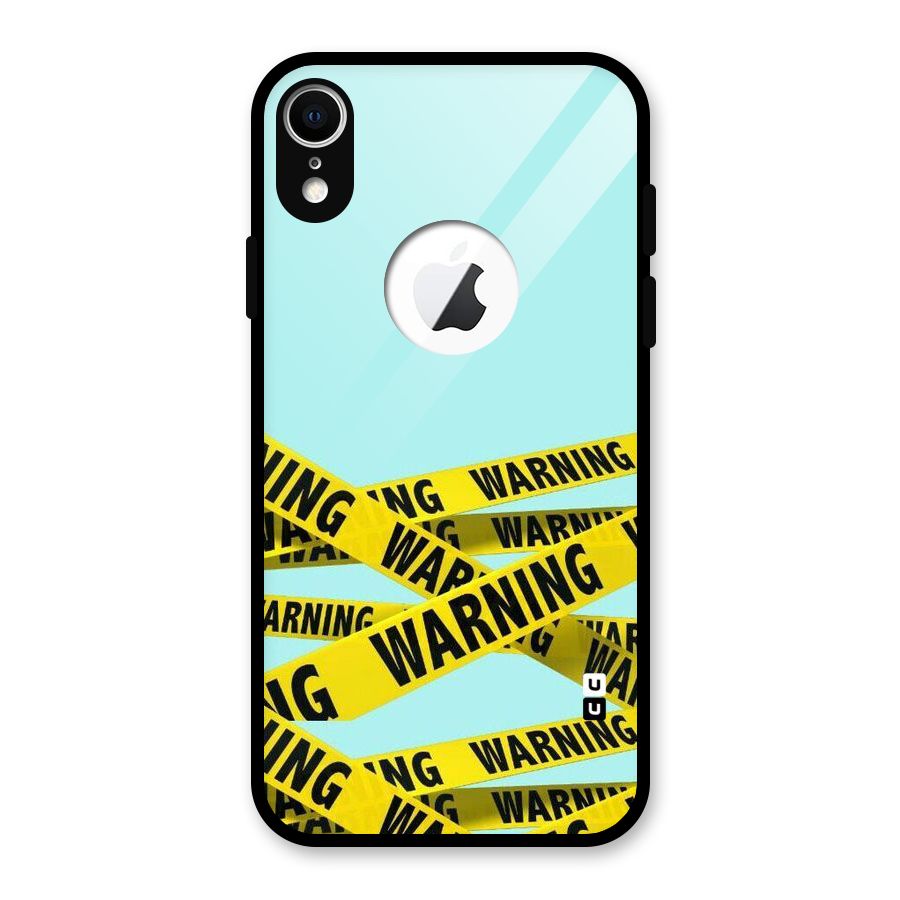 Warning Design Glass Back Case for iPhone XR Logo Cut