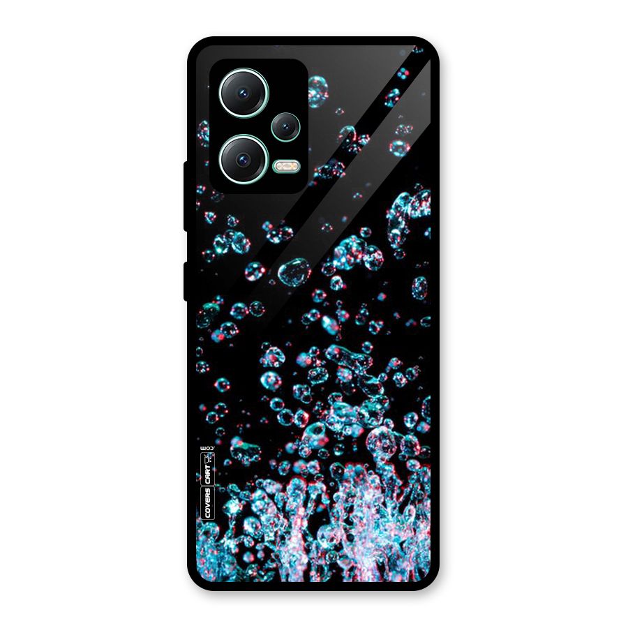 Water Droplets Glass Back Case for Redmi Note 12 5G