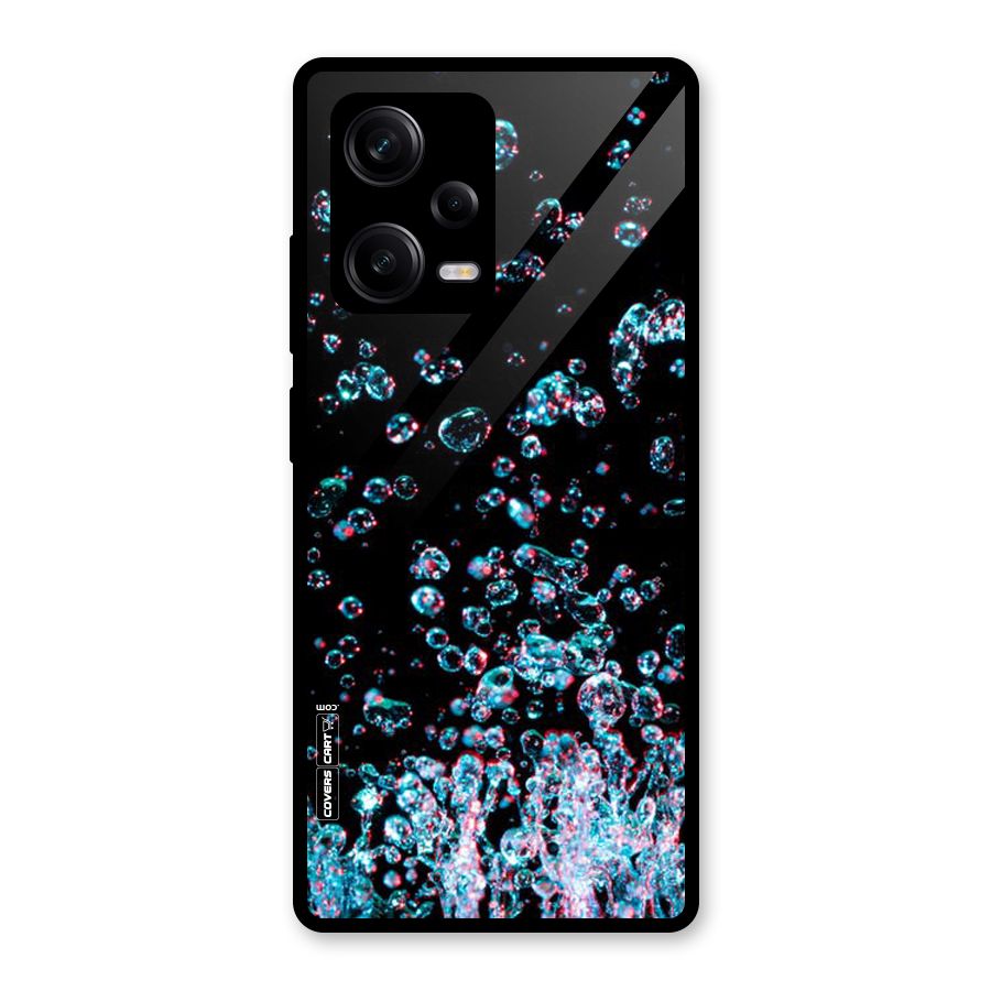 Water Droplets Glass Back Case for Redmi Note 12 Pro