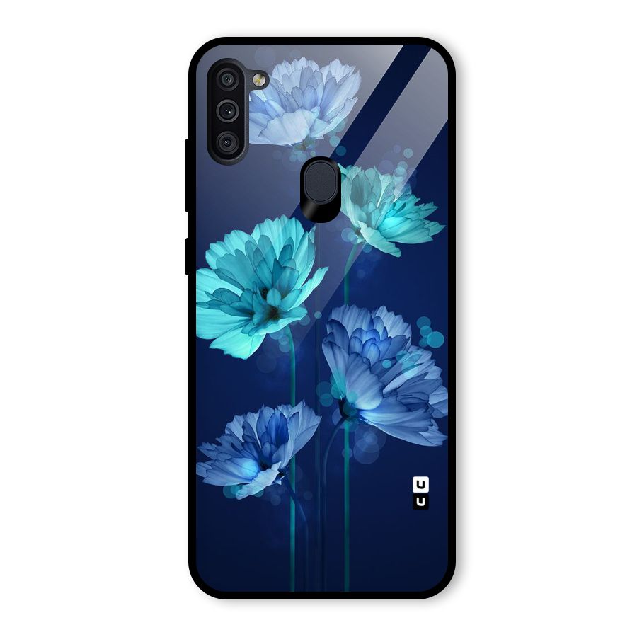 Water Flowers Glass Back Case for Galaxy M11