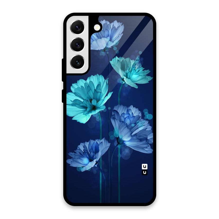 Water Flowers Glass Back Case for Galaxy S22 Plus 5G