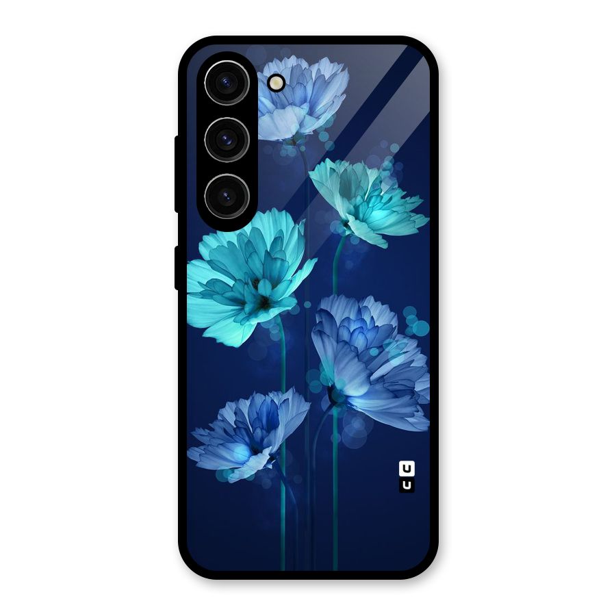 Water Flowers Glass Back Case for Galaxy S23