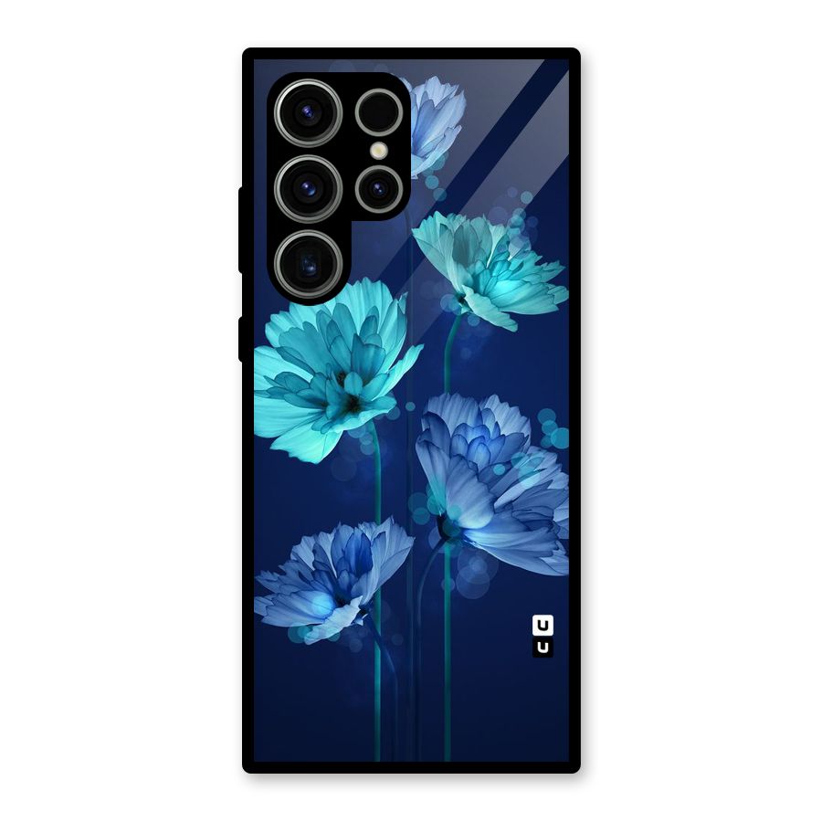 Water Flowers Glass Back Case for Galaxy S23 Ultra