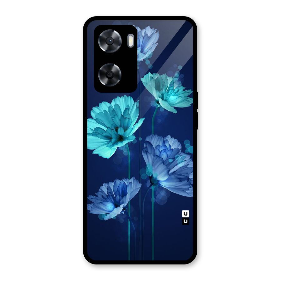 Water Flowers Glass Back Case for Oppo A57 2022