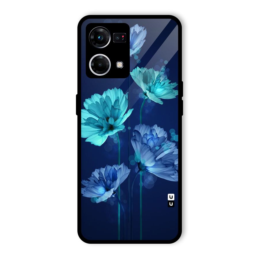 Water Flowers Glass Back Case for Oppo F21 Pro 5G