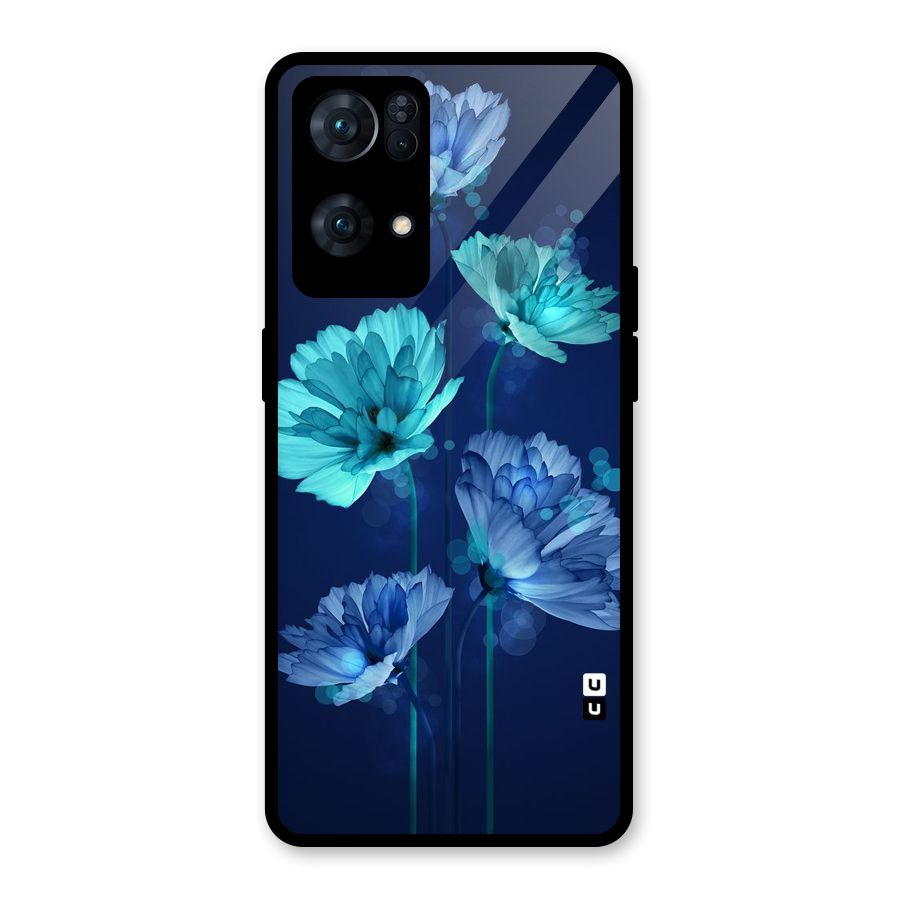 Water Flowers Glass Back Case for Oppo Reno7 Pro 5G