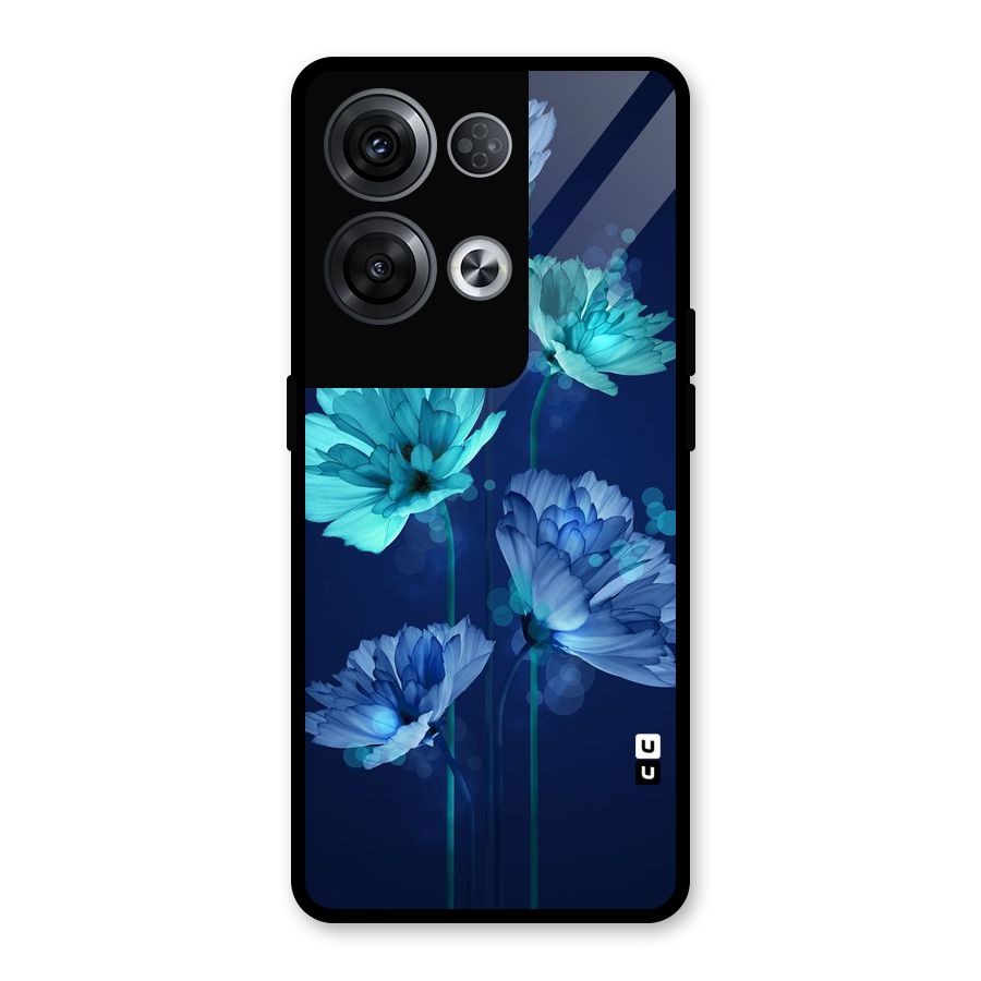 Water Flowers Glass Back Case for Oppo Reno8 Pro 5G