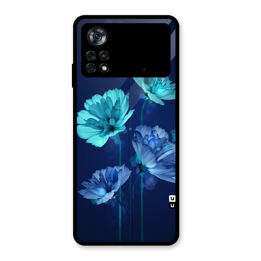 Water Flowers Glass Back Case for Poco X4 Pro 5G