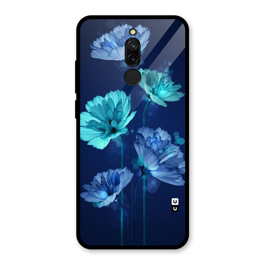 Water Flowers Glass Back Case for Redmi 8