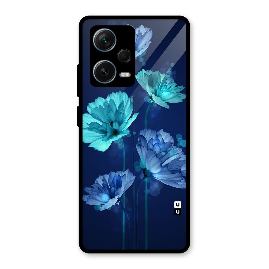 Water Flowers Glass Back Case for Redmi Note 12 Pro Plus 5G