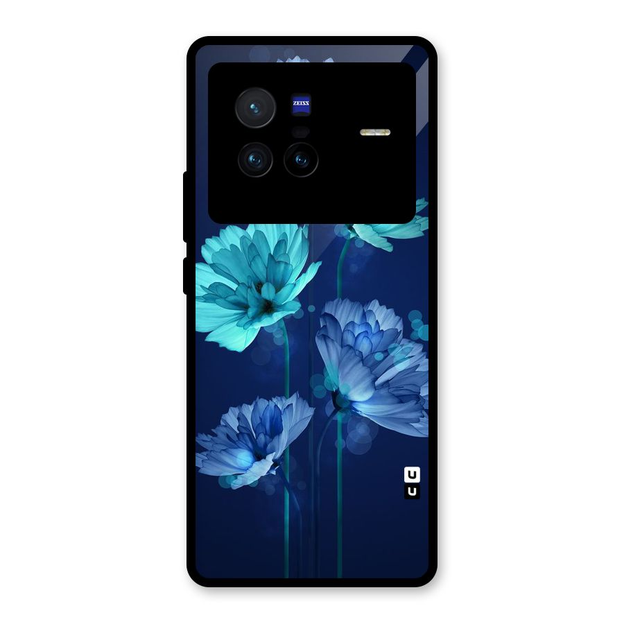 Water Flowers Glass Back Case for Vivo X80