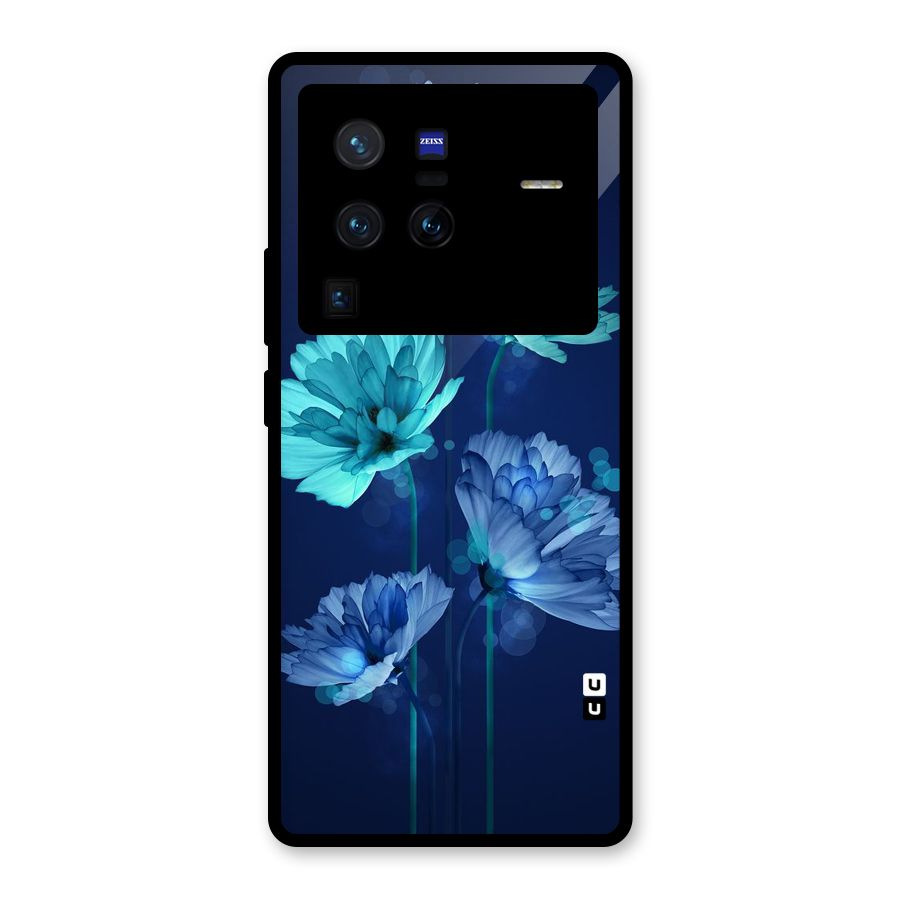Water Flowers Glass Back Case for Vivo X80 Pro