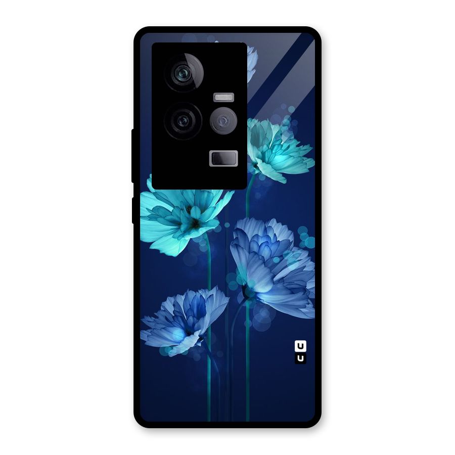 Water Flowers Glass Back Case for Vivo iQOO 11 5G