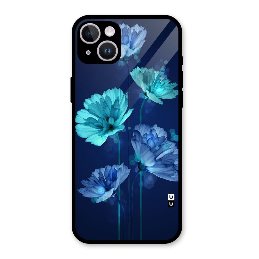 Water Flowers Glass Back Case for iPhone 14 Plus