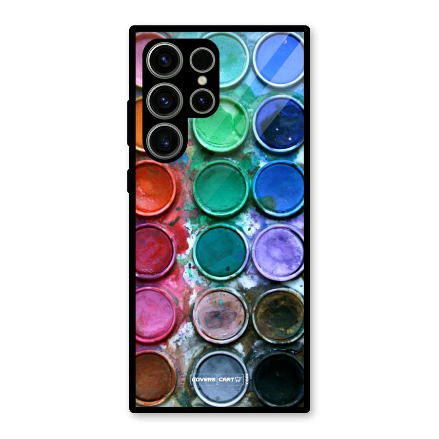 Water Paint Box Glass Back Case for Galaxy S23 Ultra