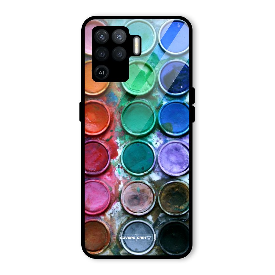 Water Paint Box Glass Back Case for Oppo F19 Pro