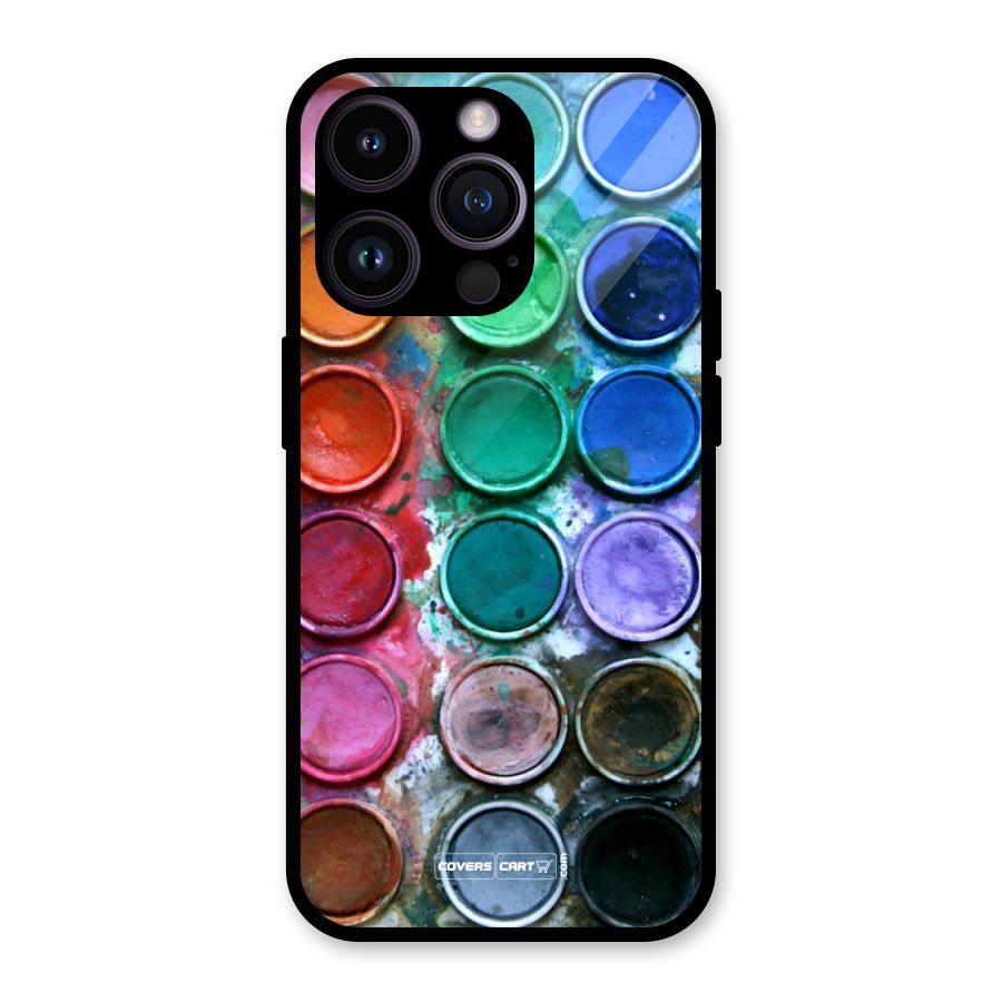 Water Paint Box Glass Back Case for iPhone 14 Pro