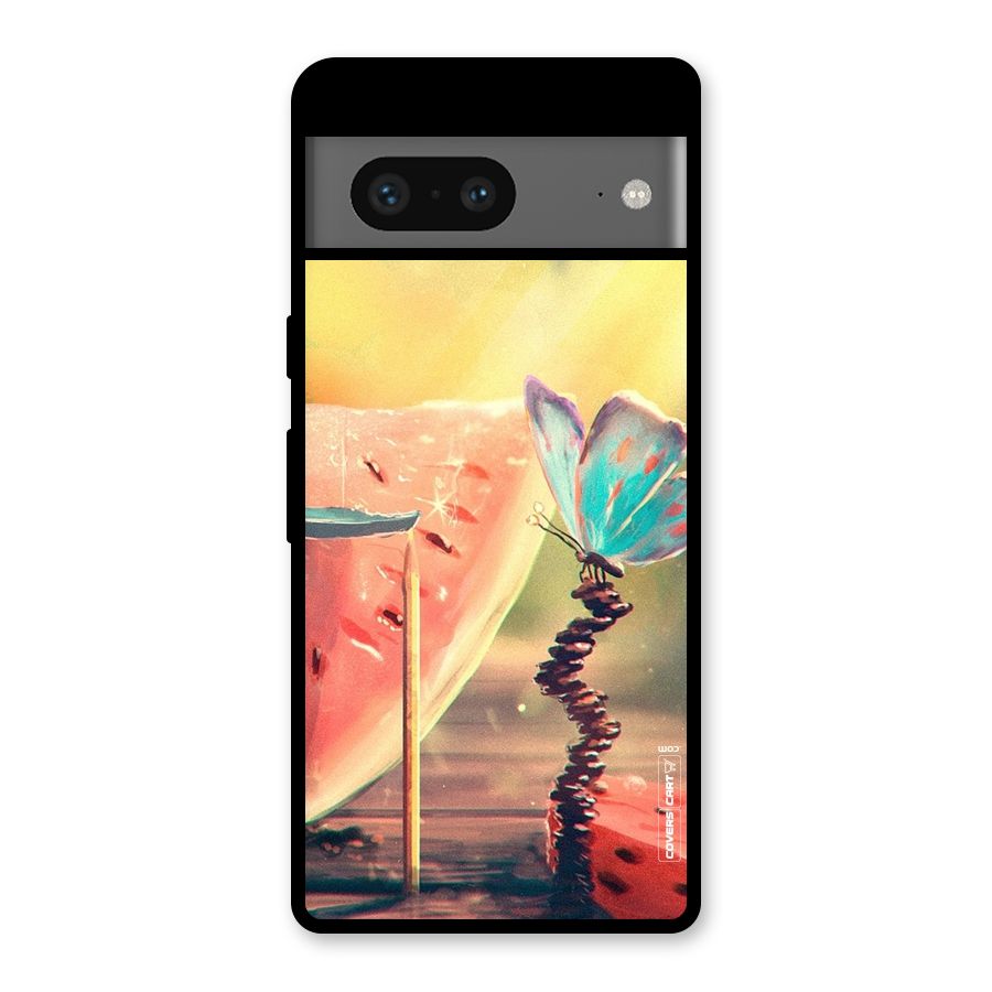 Watermelon Butterfly Glass Back Case for Google Pixel 7