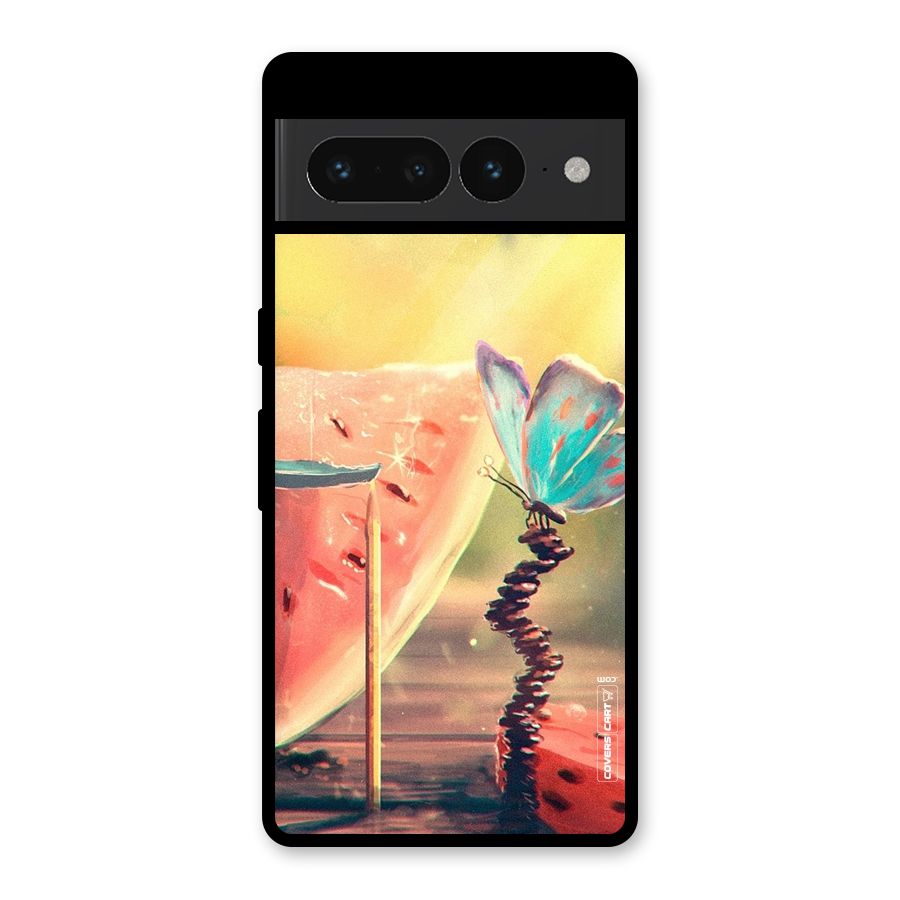 Watermelon Butterfly Glass Back Case for Google Pixel 7 Pro