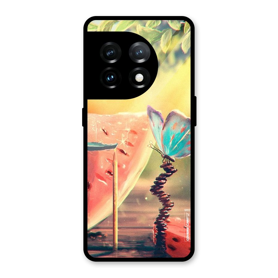 Watermelon Butterfly Glass Back Case for OnePlus 11